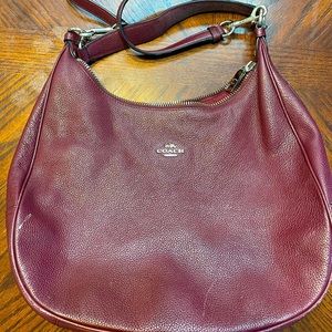 Burgundy Coach Hobo style tote